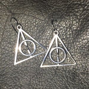 Silver Deathly Hallows Harry Potter Earrings